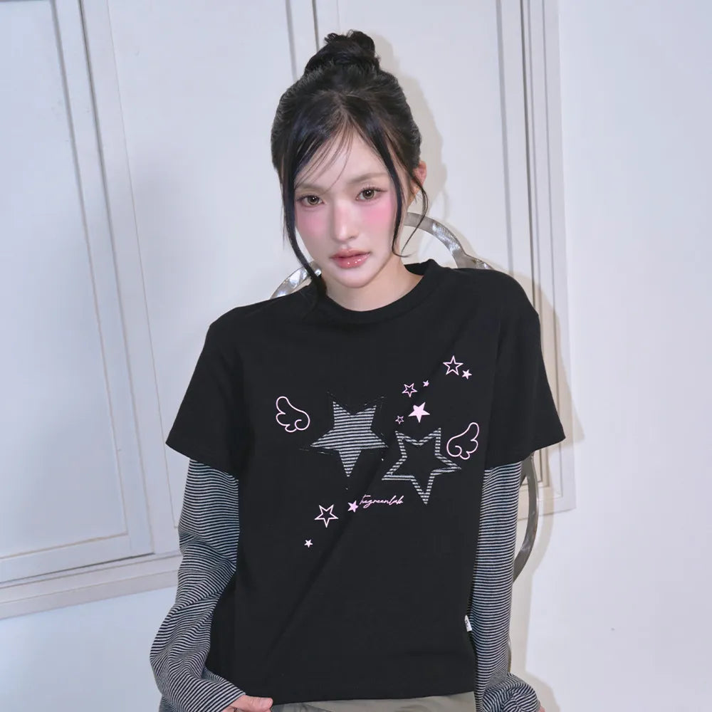 THE GREEN LAB - Star Patch Layered Top