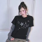 THE GREEN LAB - Star Patch Layered Top