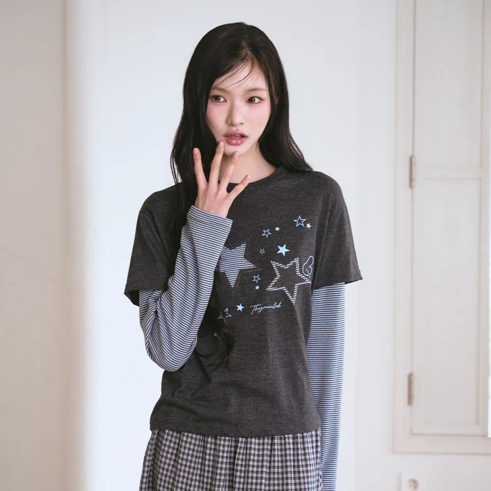 THE GREEN LAB - Star Patch Layered Top