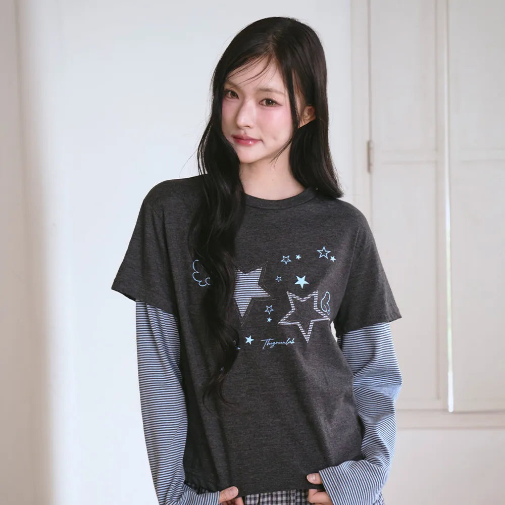 THE GREEN LAB - Star Patch Layered Top