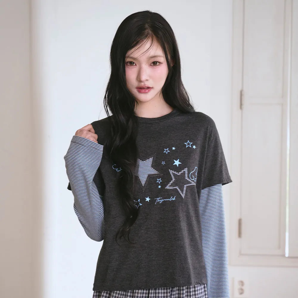 THE GREEN LAB - Star Patch Layered Top