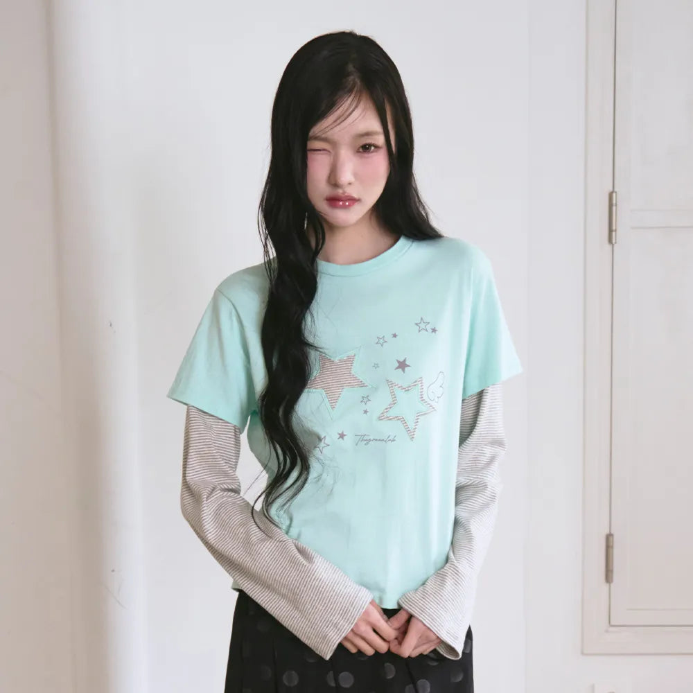 THE GREEN LAB - Star Patch Layered Top