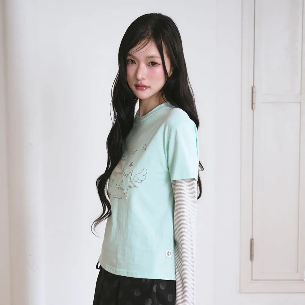 THE GREEN LAB - Star Patch Layered Top