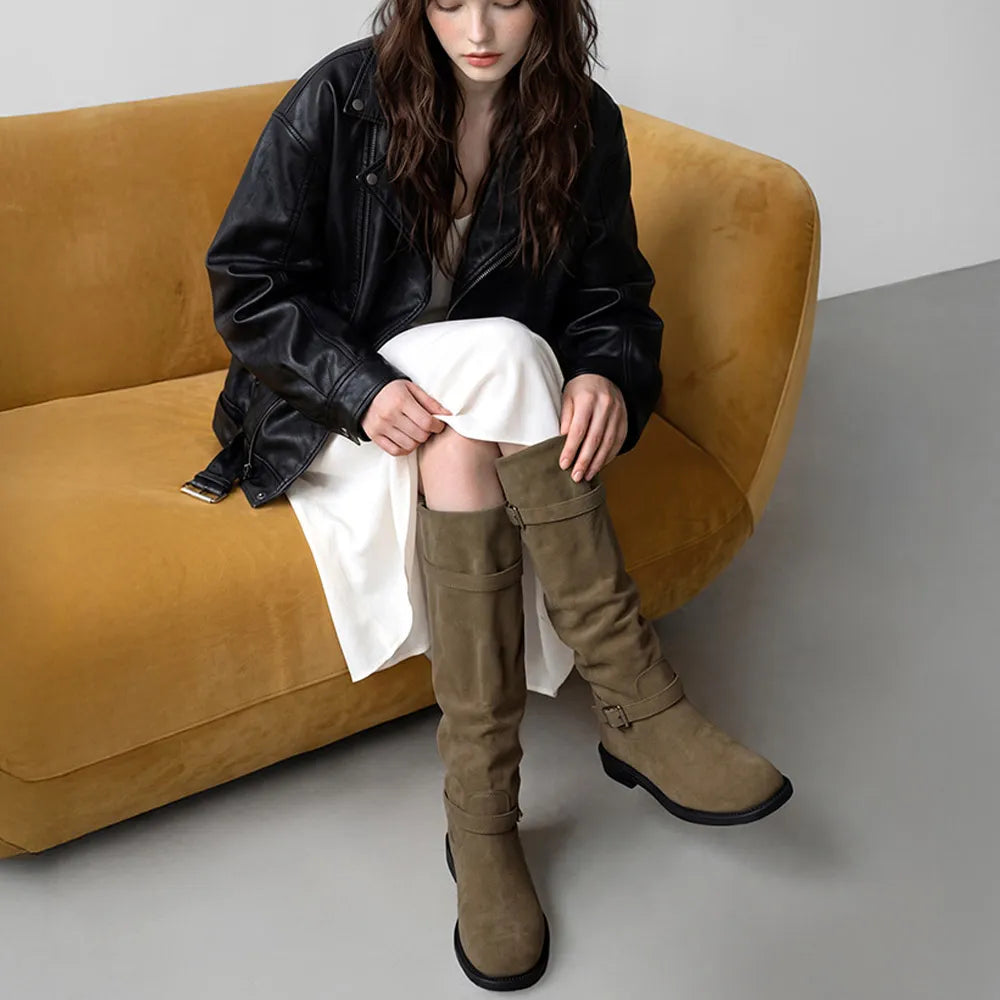 CHAAKAN - Lupin Two-Way Buckle Long Boots (3 Colors)