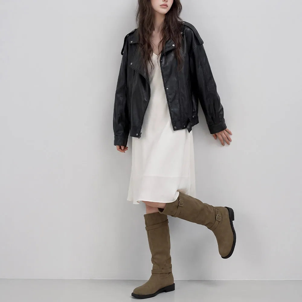 CHAAKAN - Lupin Two-Way Buckle Long Boots (3 Colors)
