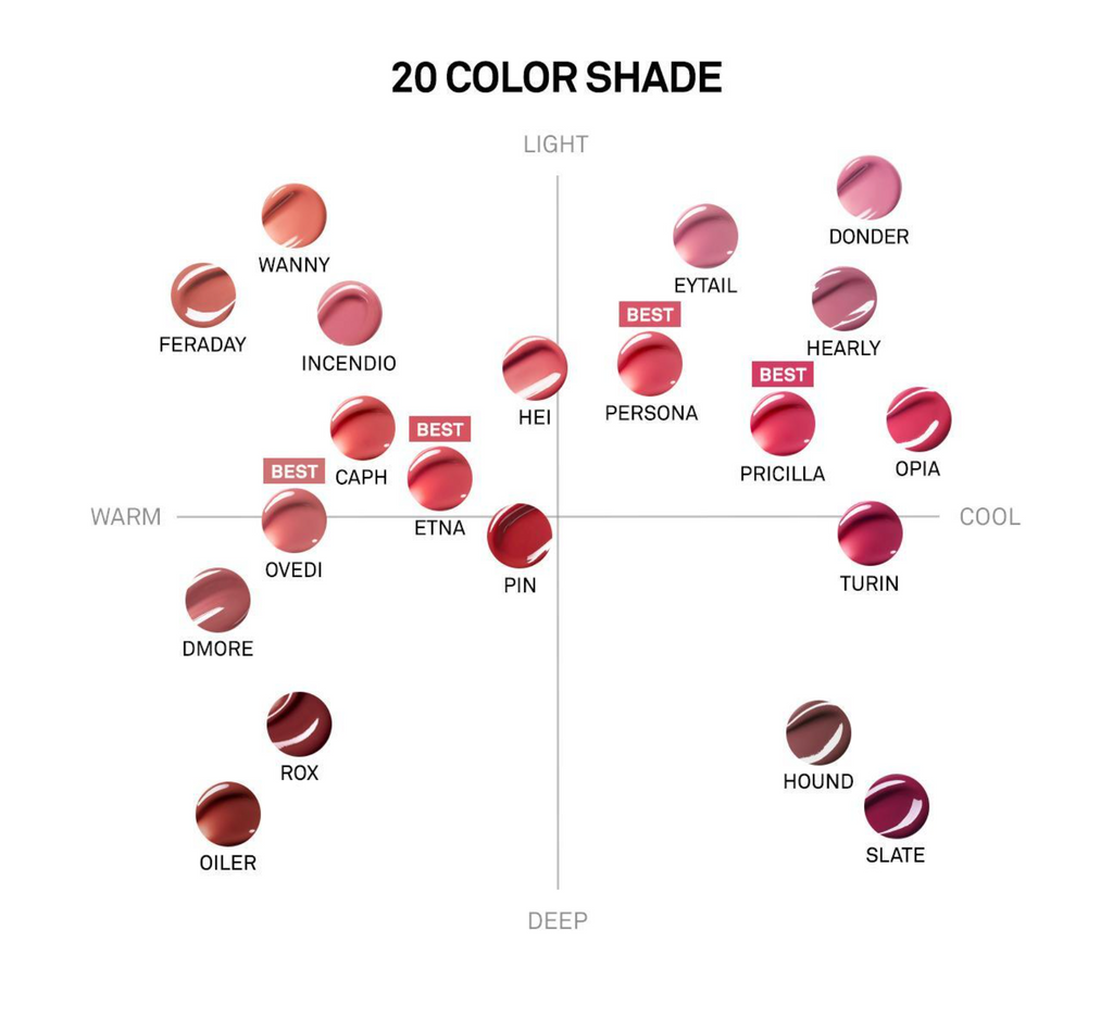 Naming - 光澤水潤心型唇釉 18色選擇
