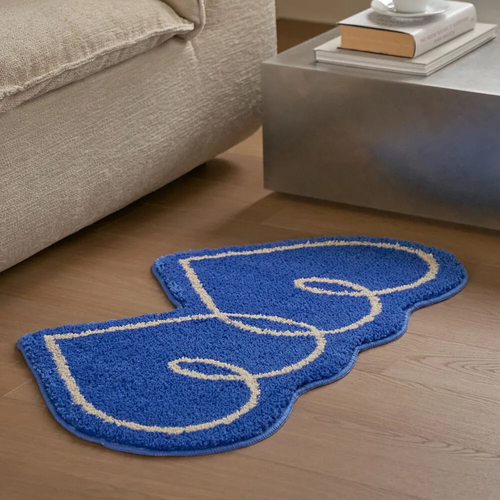 BoWell - Double Heart 蓬鬆長毛提花造型地氈  53 x 91 cm