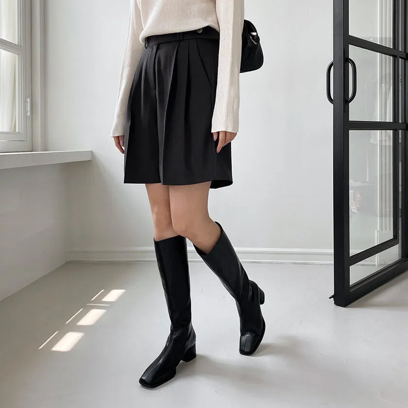 SAPPUN - Revera Square Toe Long Boots (5cm)