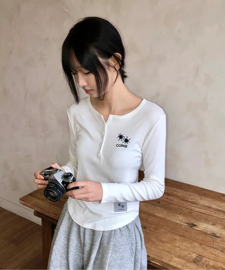 COIRIS - Arina Button Long Sellve T (4 Colors)