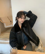MIXXO - Stand Collar Faux Shearling Jacket (5 Colors)