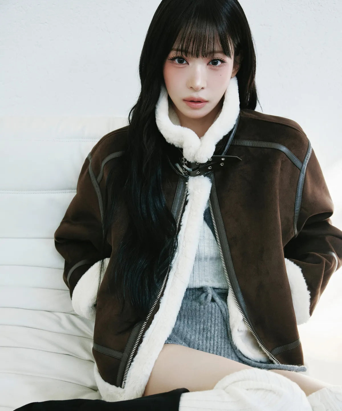 MIXXO - Stand Collar Faux Shearling Jacket (5 Colors)