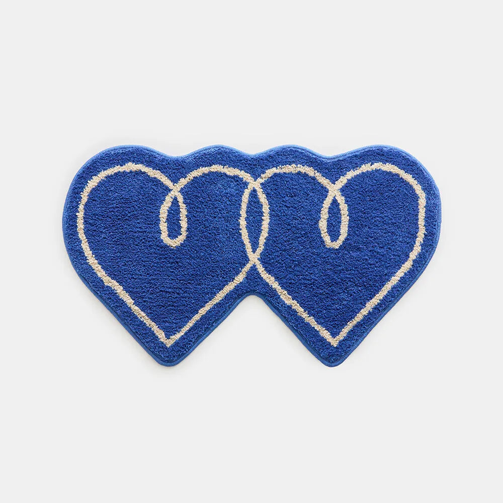 BoWell - Double Heart 蓬鬆長毛提花造型地氈  53 x 91 cm