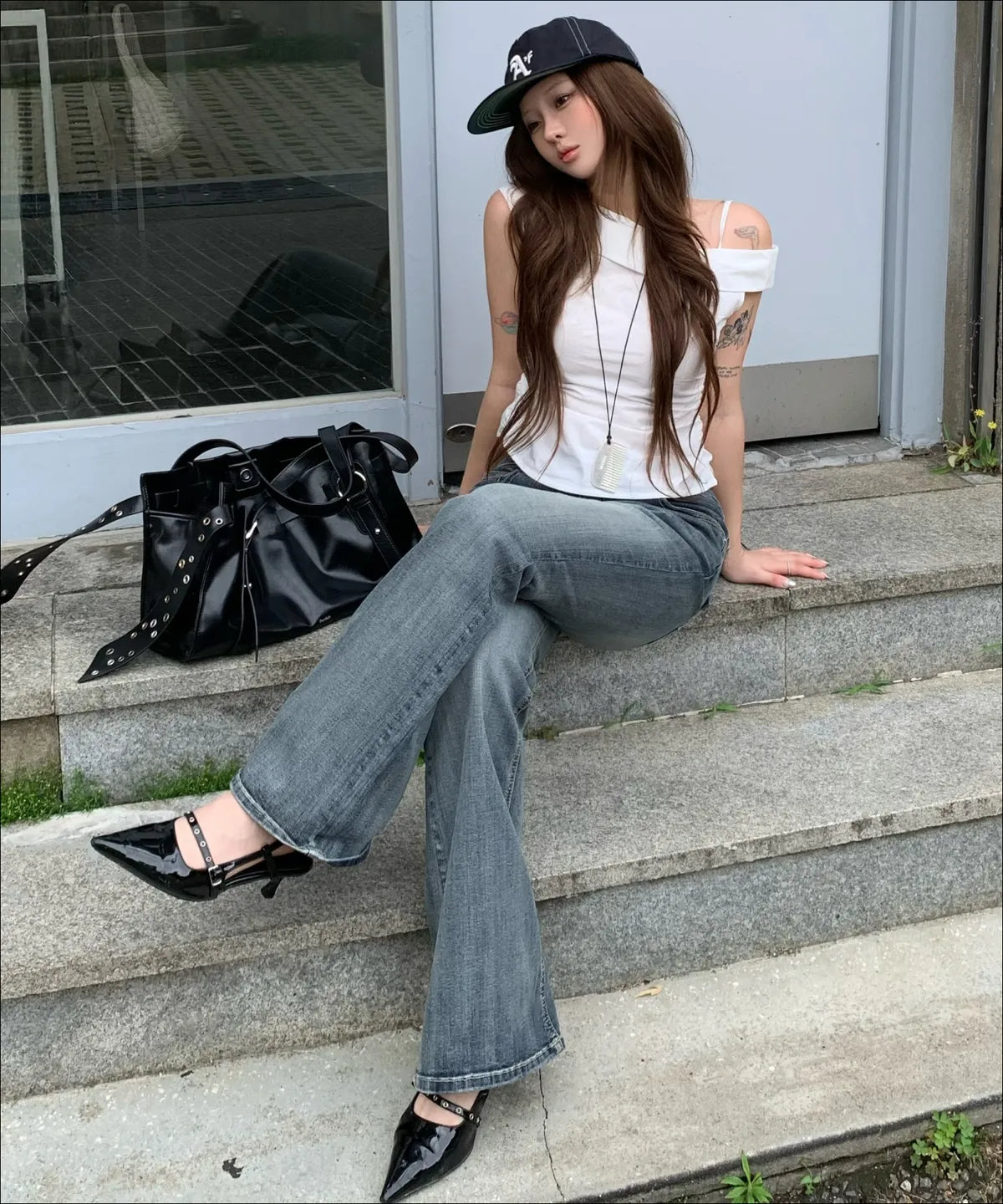 MIXXO - Low-Rise Washed Bootcut Jeans (3 Colors)