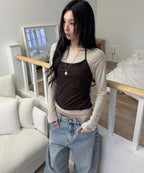 MIXXO - Halter Layered Long Sleeve Tee (3 Colors)