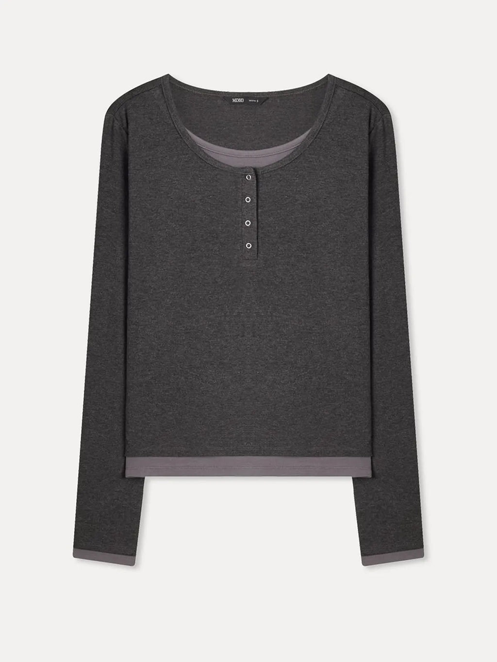 MIXXO - Button-Up Layered Long Sleeve Tee (3 Colors)
