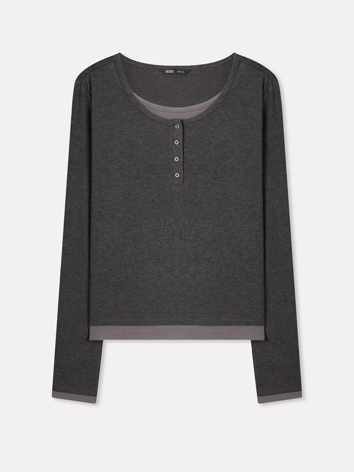 MIXXO - Button-Up Layered Long Sleeve Tee (3 Colors)