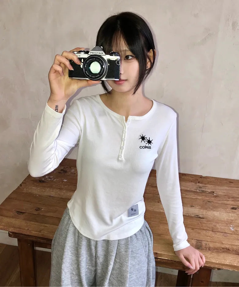 COIRIS - Arina Button Long Sellve T (4 Colors)