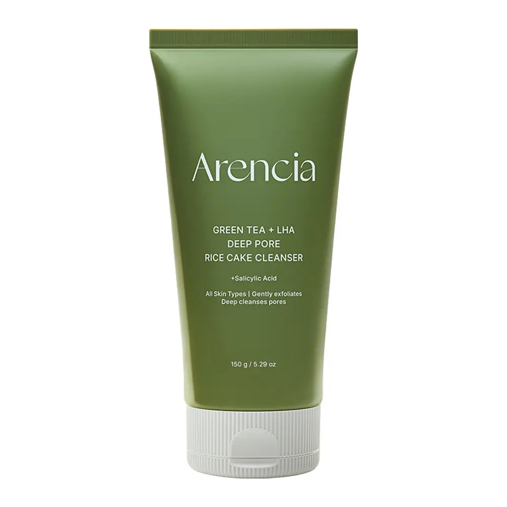 ARENCIA - Green Tea + LHA Deep Pore Rice Cake Cleanser  綠茶 LHA 深層毛孔潔面乳 150g (送三款潔面乳＋髮圈）