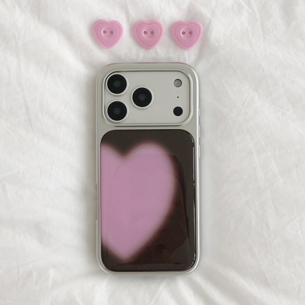 ABOE - COCOA PINK BIG HEART Silver Epoxy Phone Case