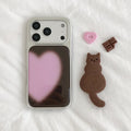 ABOE - COCOA PINK BIG HEART Silver Epoxy Phone Case