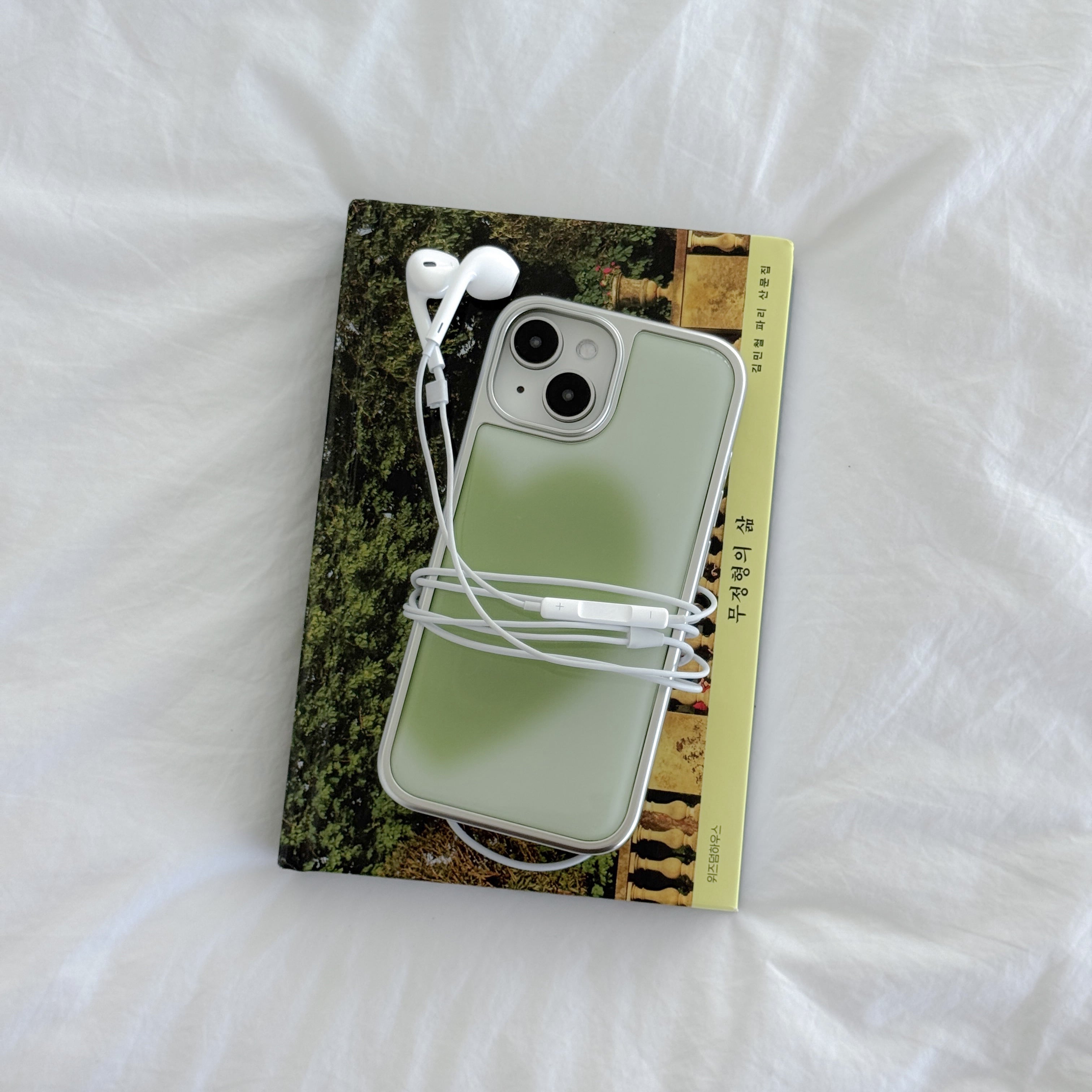 ABOE - MATCHA BIG HEART Silver Epoxy Phone Case