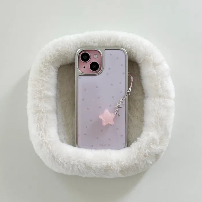 ABOE - PINK STAR Silver Epoxy Phone Case