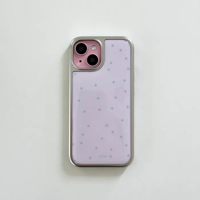 ABOE - PINK STAR Silver Epoxy Phone Case