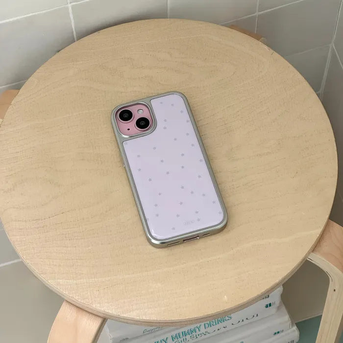 ABOE - PINK STAR Silver Epoxy Phone Case