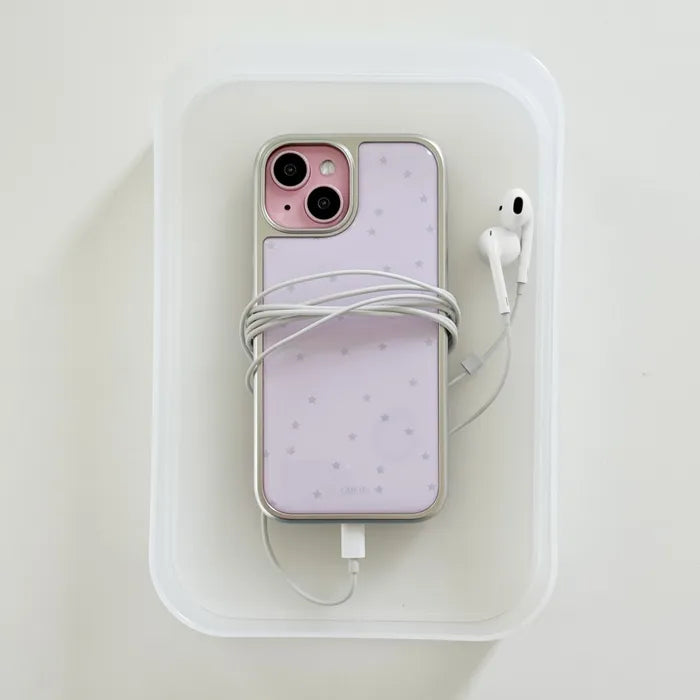 ABOE - PINK STAR Silver Epoxy Phone Case