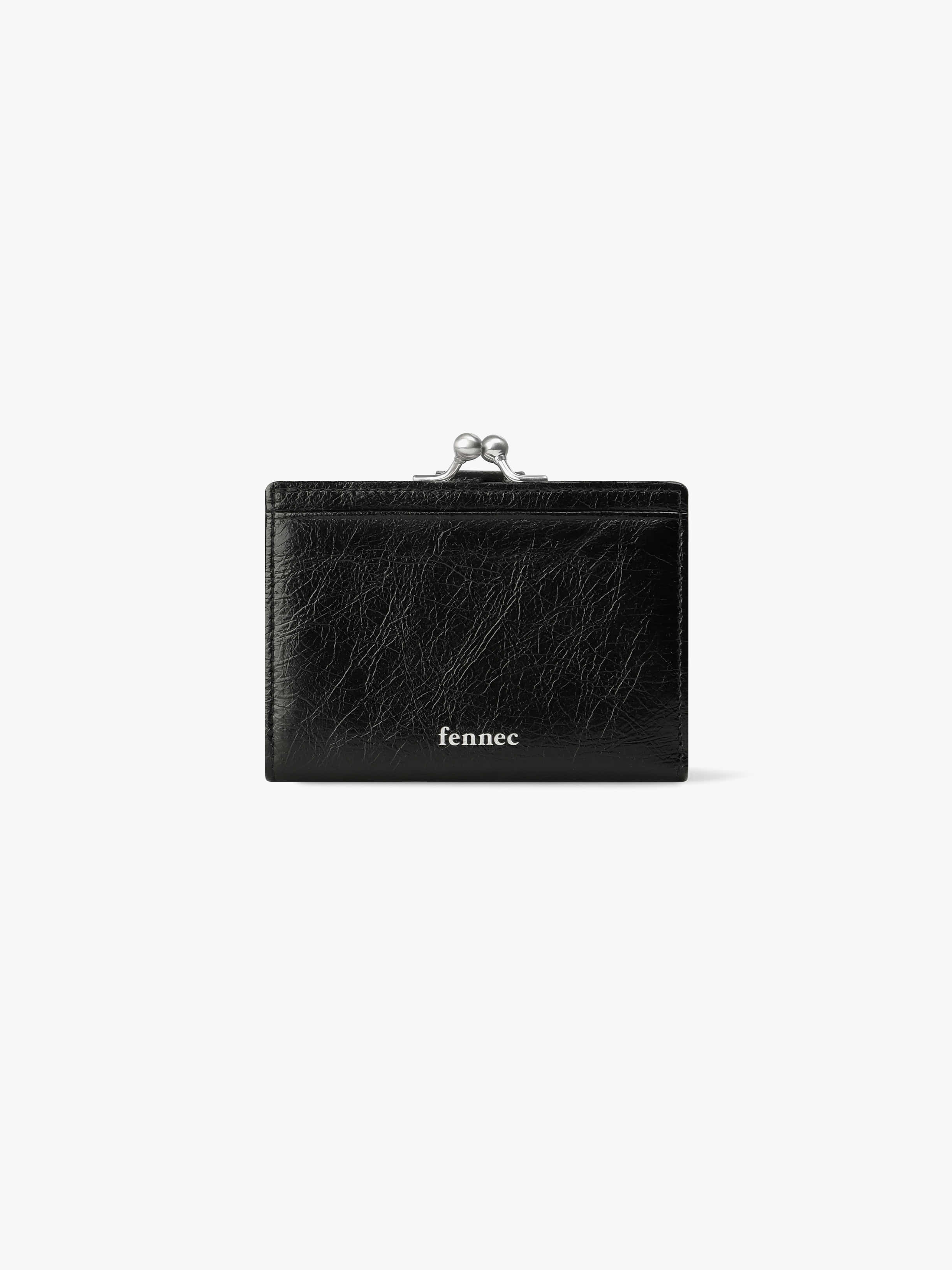Fennce - CRINKLE HEARTY FRAME BRIDGE WALLET BLACK