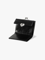 Fennce - CRINKLE HEARTY FRAME WALLET BLACK 