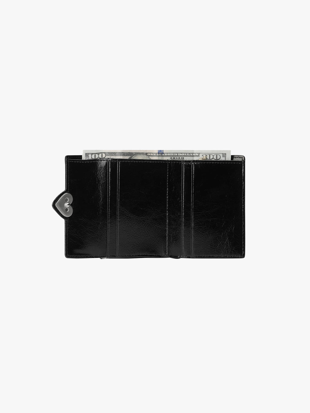 Fennce - CRINKLE HEARTY FRAME WALLET BLACK 
