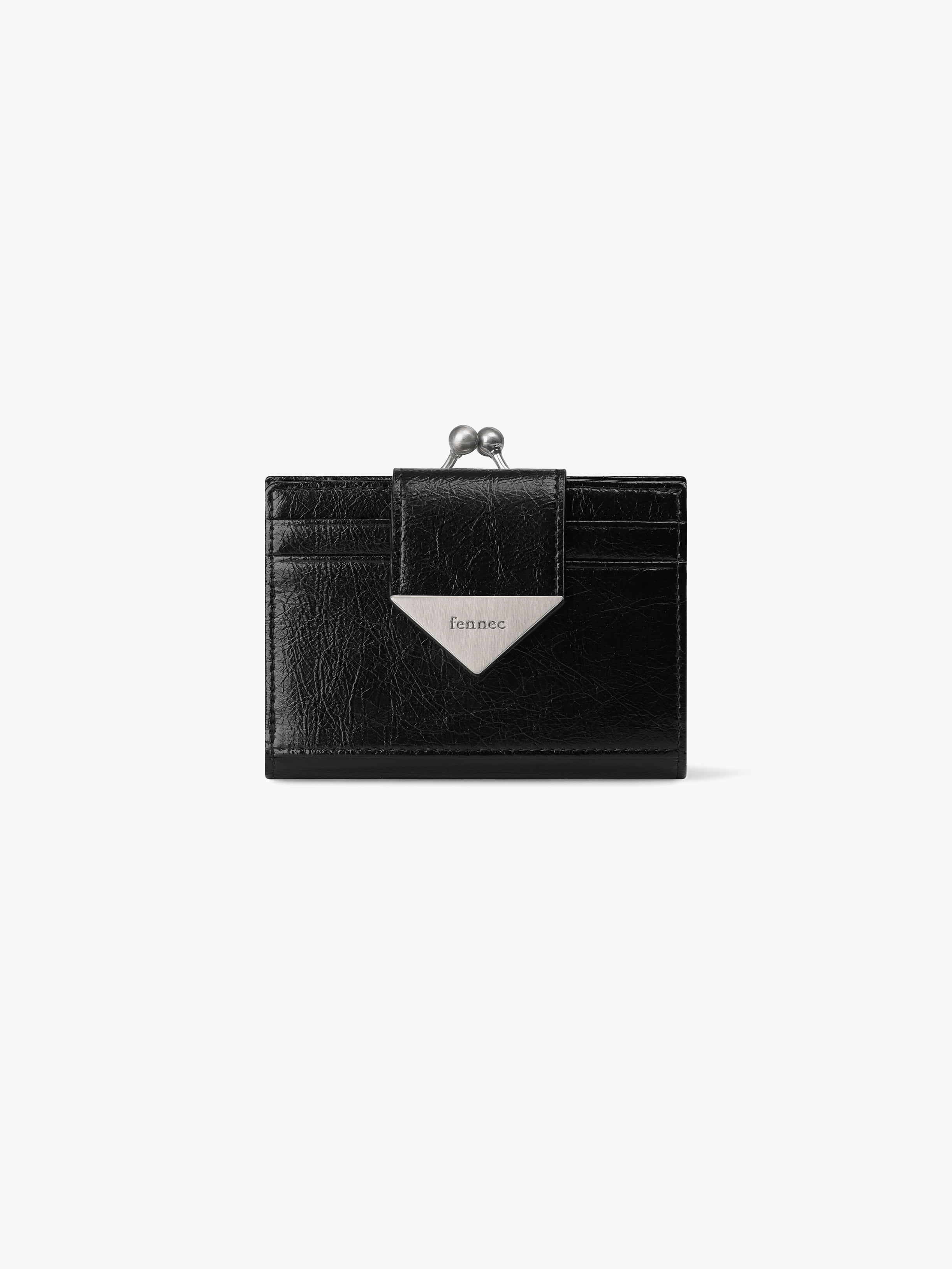 Fennce - CRINKLE TRIANGLE FRAME BRIDGE WALLET BLACK