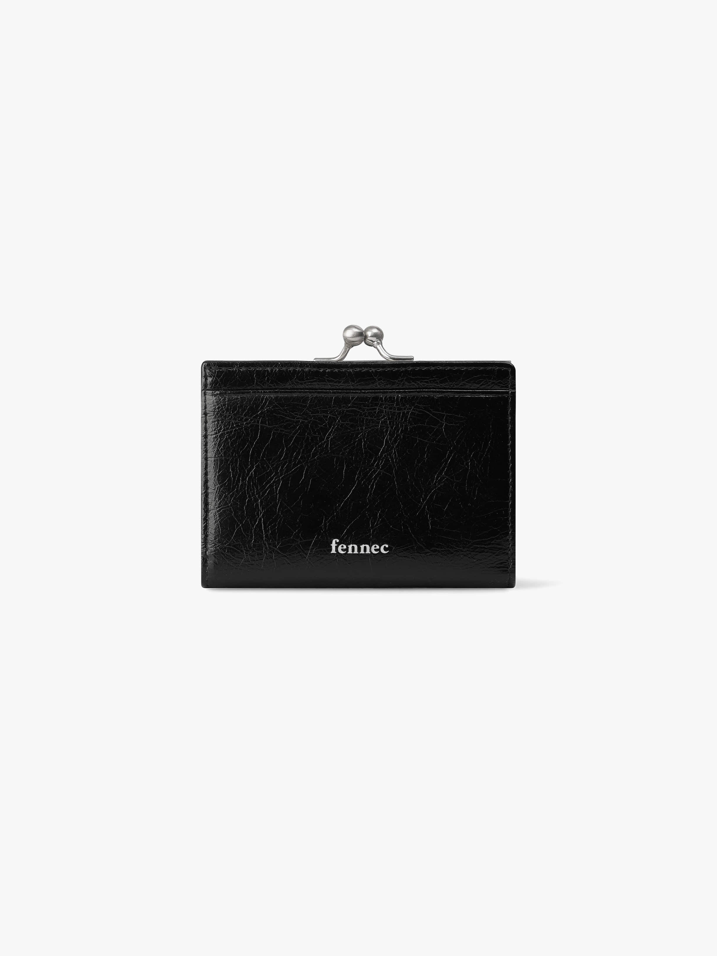 Fennce - CRINKLE TRIANGLE FRAME BRIDGE WALLET BLACK