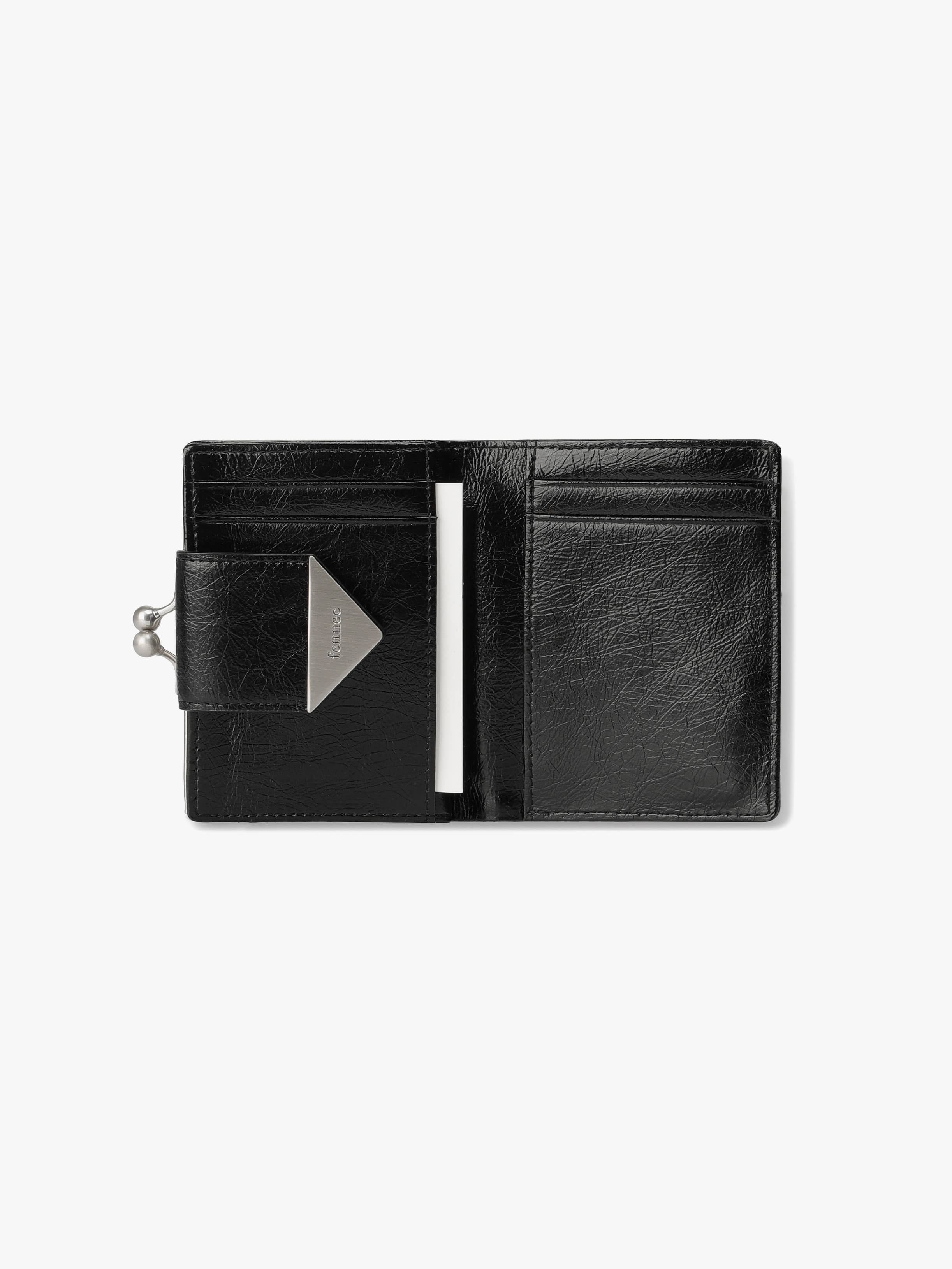 Fennce - CRINKLE TRIANGLE FRAME BRIDGE WALLET BLACK