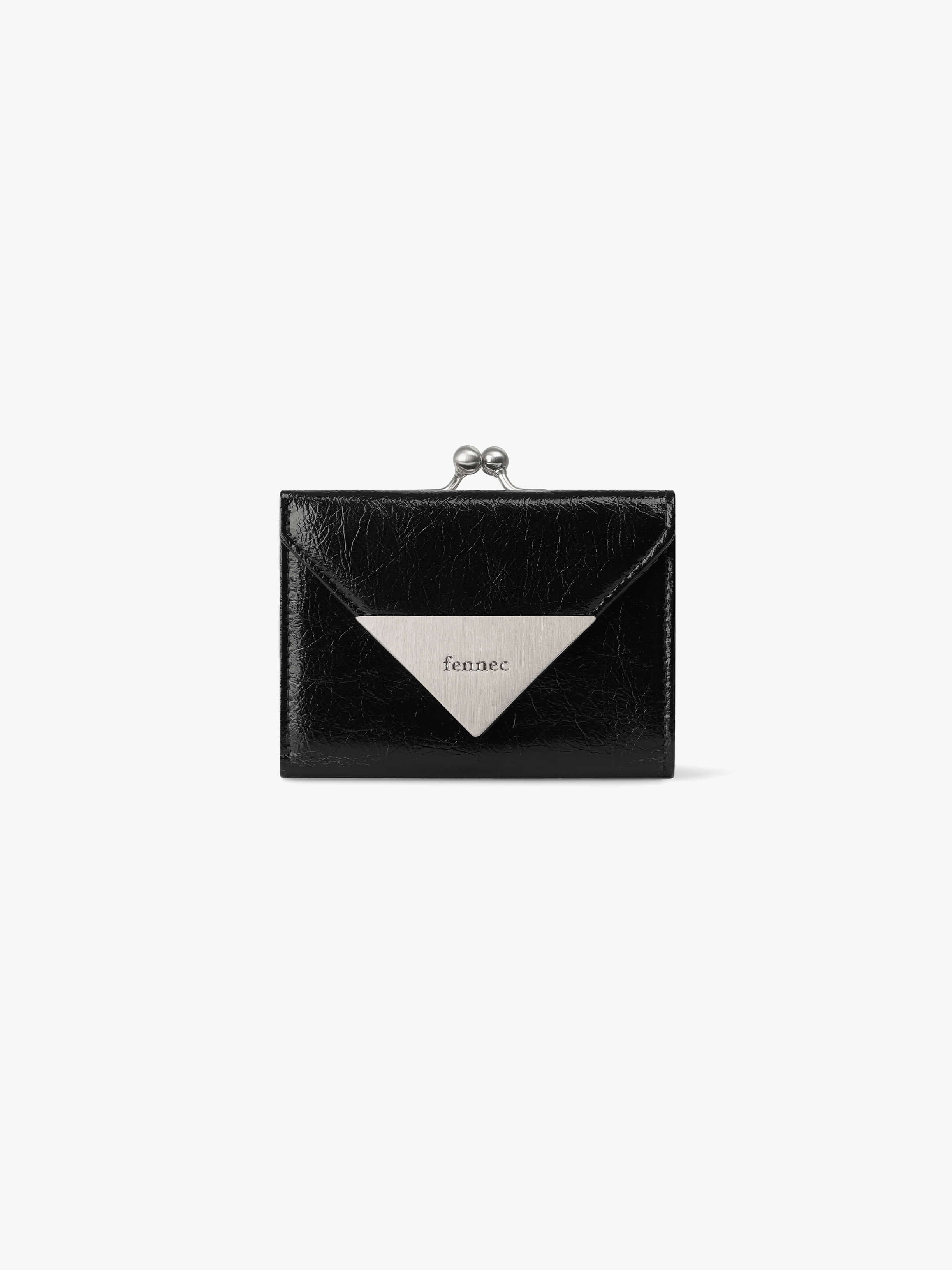Fennce - CRINKLE TRIANGLE FRAME WALLET BLACK
