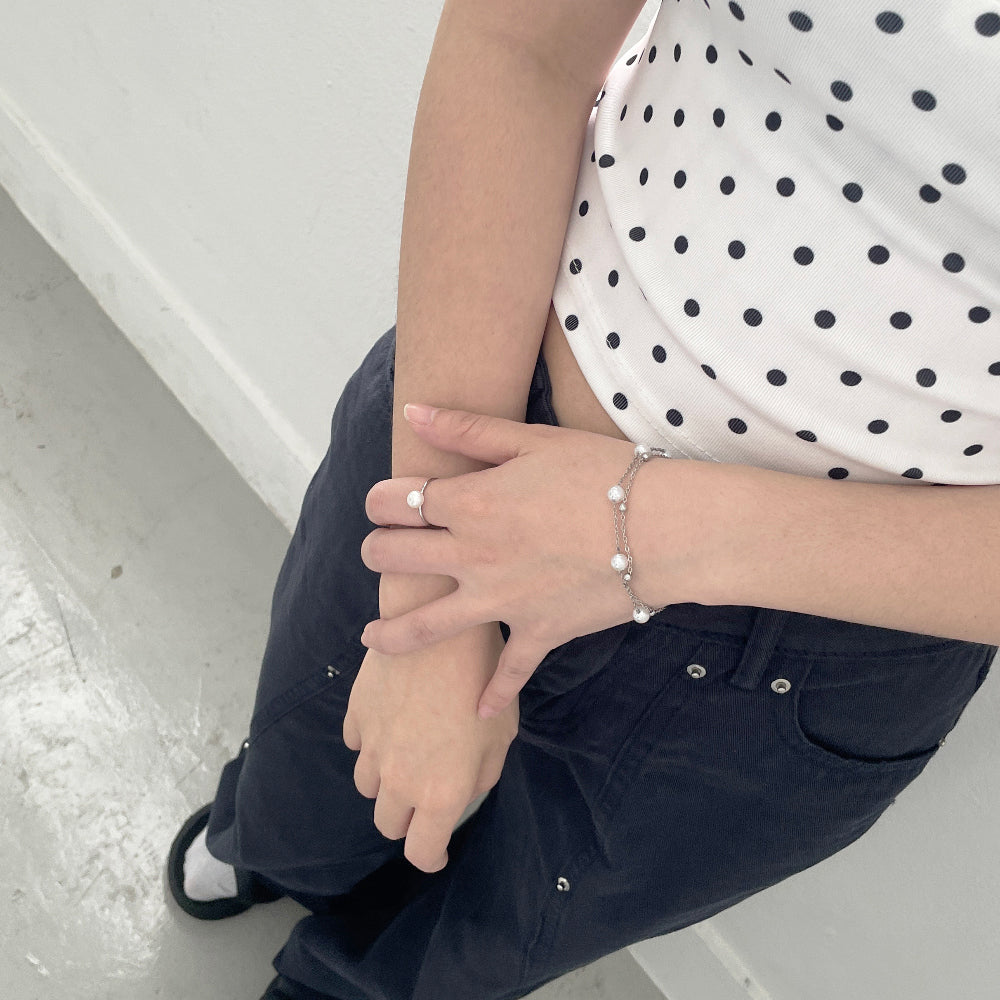 Grumpy Stuff - Layered Pearl Chain Bracelet