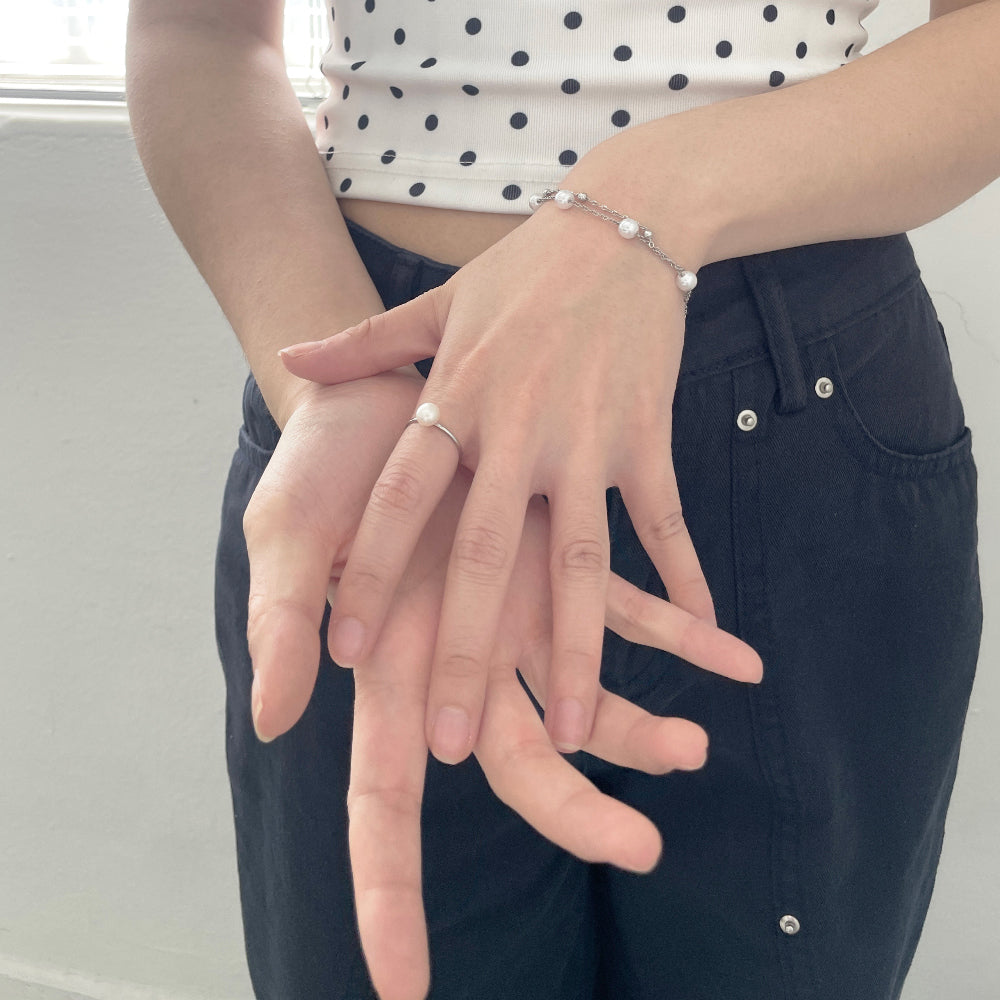 Grumpy Stuff - Layered Pearl Chain Bracelet