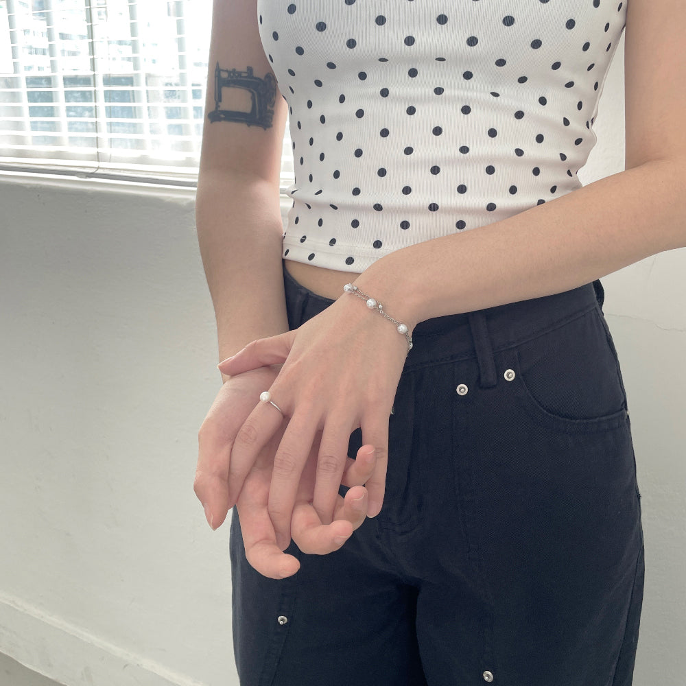 Grumpy Stuff - Layered Pearl Chain Bracelet