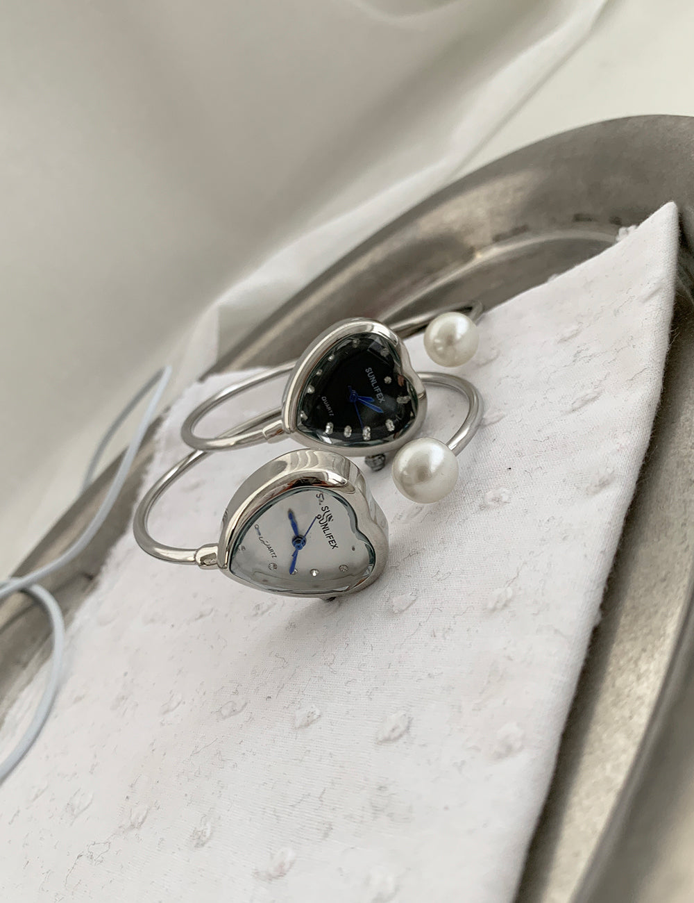 Grumpy Stuff - Pearl Heart Bangle Watch