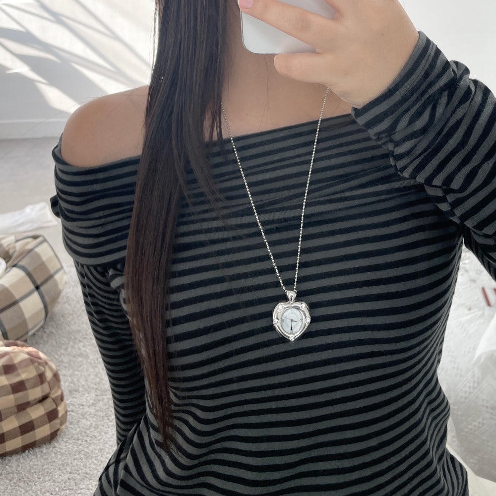 Grumpy Stuff - Twinkle Heart Clock Long Necklace