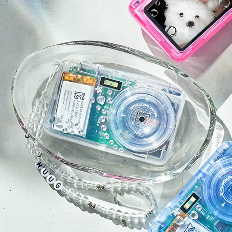 Huug - Retro Digital Camera Clear 復古透明數碼相機 (附記憶卡/串珠掛繩/貼紙)