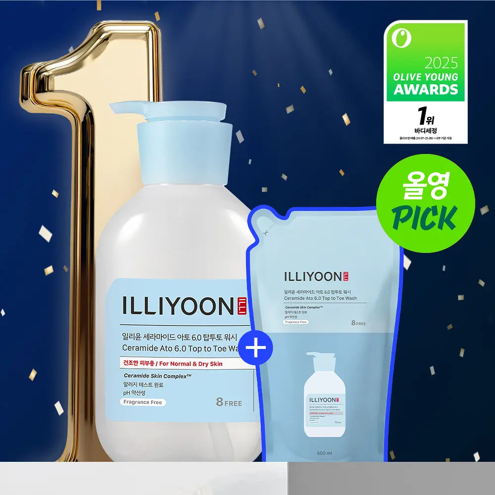 Illiyoon - Ceramide Ato 6.0 Top To Toe Wash 神經醯胺沐浴乳 625ml＋500ml補充裝