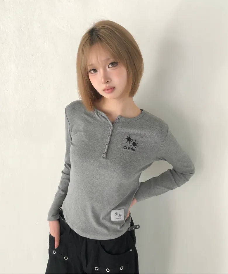 COIRIS - Arina Button Long Sellve T (4 Colors)