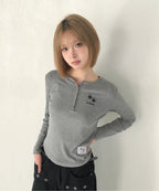 COIRIS - Arina Button Long Sellve T (4 Colors)