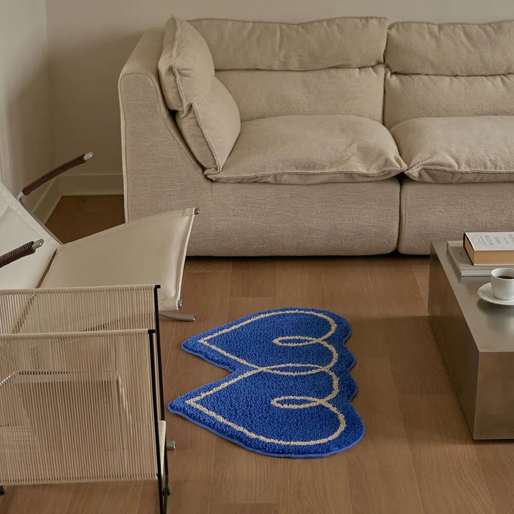 BoWell - Double Heart 蓬鬆長毛提花造型地氈  53 x 91 cm