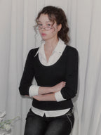 TWEE - Ellen Contrast Rib Long Sleeve T-Shirt (5 Colors)