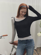 TWEE - Winve Color Block Layered Long Sleeve T-Shirt (3 Colors)