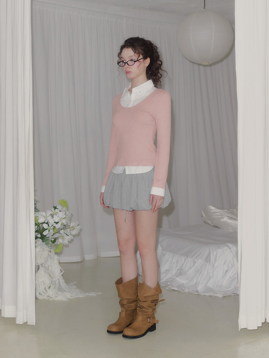 TWEE - Ellen Contrast Rib Long Sleeve T-Shirt (5 Colors)