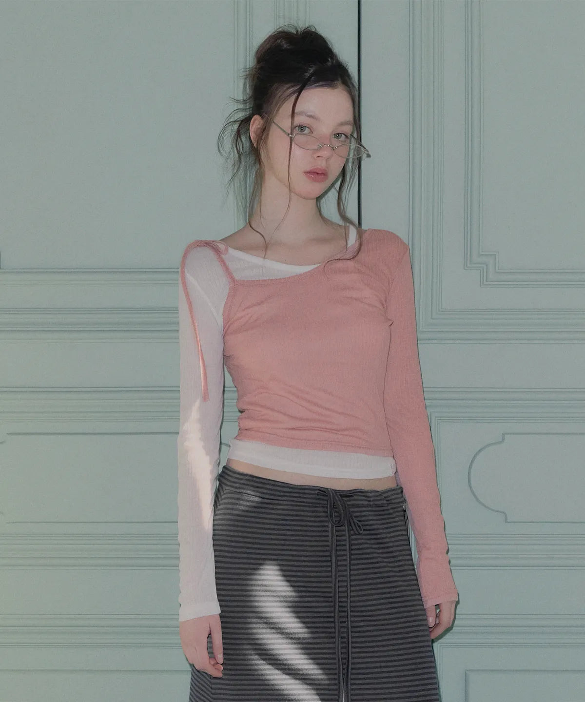 TWEE - Winve Color Block Layered Long Sleeve T-Shirt (3 Colors)